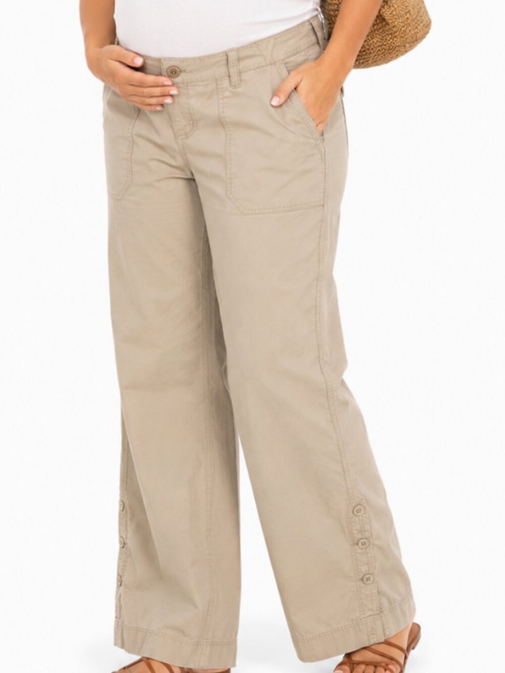 Gap Maternity Khaki Wide Leg Pants Size 10 Regular No Panel Casual Career
